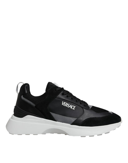 Scarpe da ginnastica basse Versace in tessuto nero con Medusa