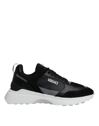 Scarpe da ginnastica basse Versace in tessuto nero con Medusa