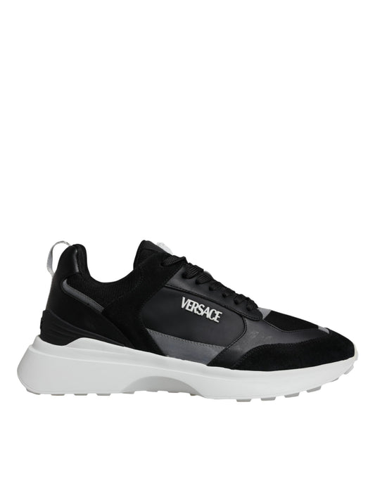 Scarpe da ginnastica basse Versace in tessuto nero con Medusa
