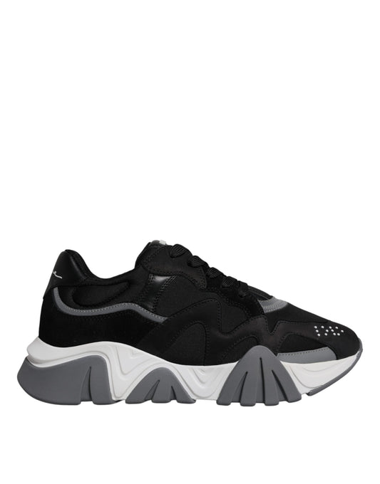 Scarpe da ginnastica basse in neoprene e pelle nera Versace Squalo