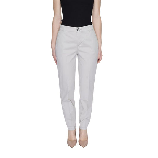 Pantaloni casual in cotone beige Street One