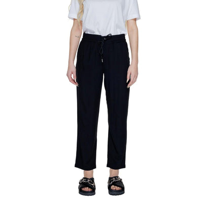 Pantaloni casual in viscosa nera Street One