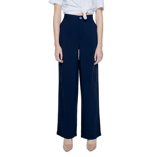 Pantaloni casual in viscosa blu Street One