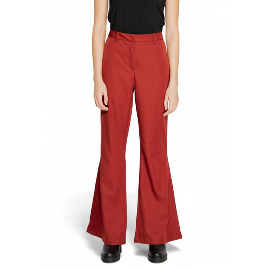 Pantaloni svasati in poliestere rosso Vero Moda