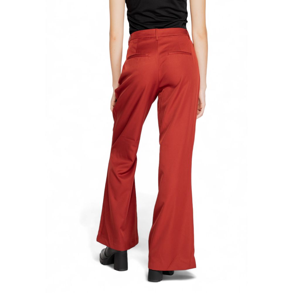Pantaloni svasati in poliestere rosso Vero Moda