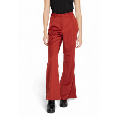 Pantaloni svasati in poliestere rosso Vero Moda