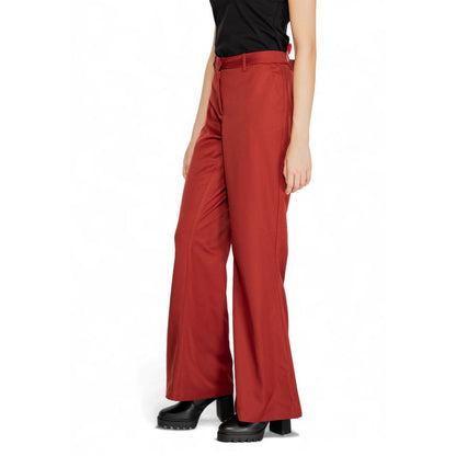 Pantaloni svasati in poliestere rosso Vero Moda