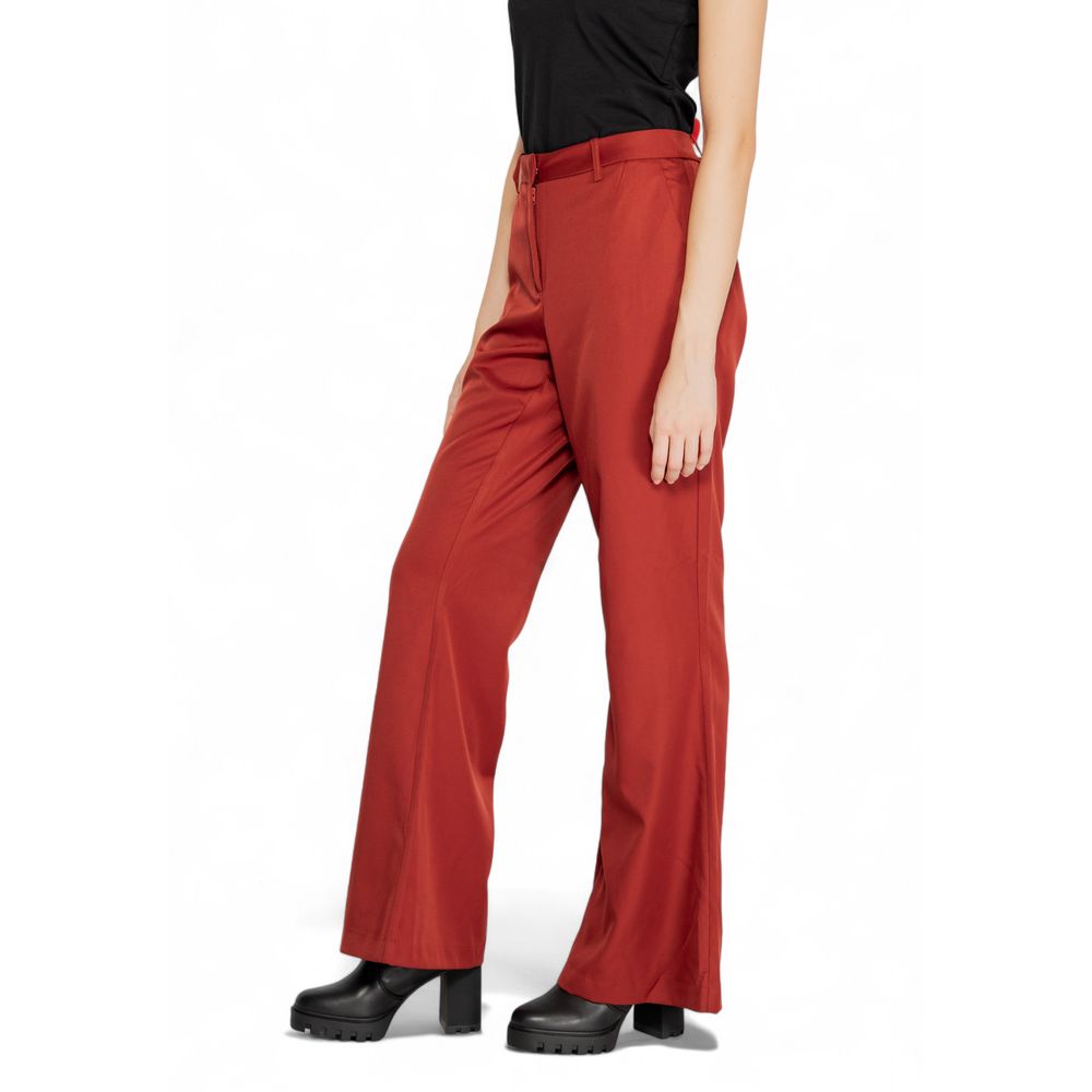 Pantaloni svasati in poliestere rosso Vero Moda