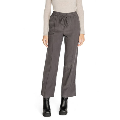 Pantaloni casual in viscosa grigia Jacqueline De Yong