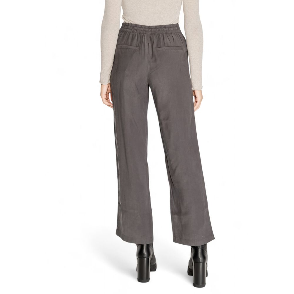 Pantaloni casual in viscosa grigia Jacqueline De Yong