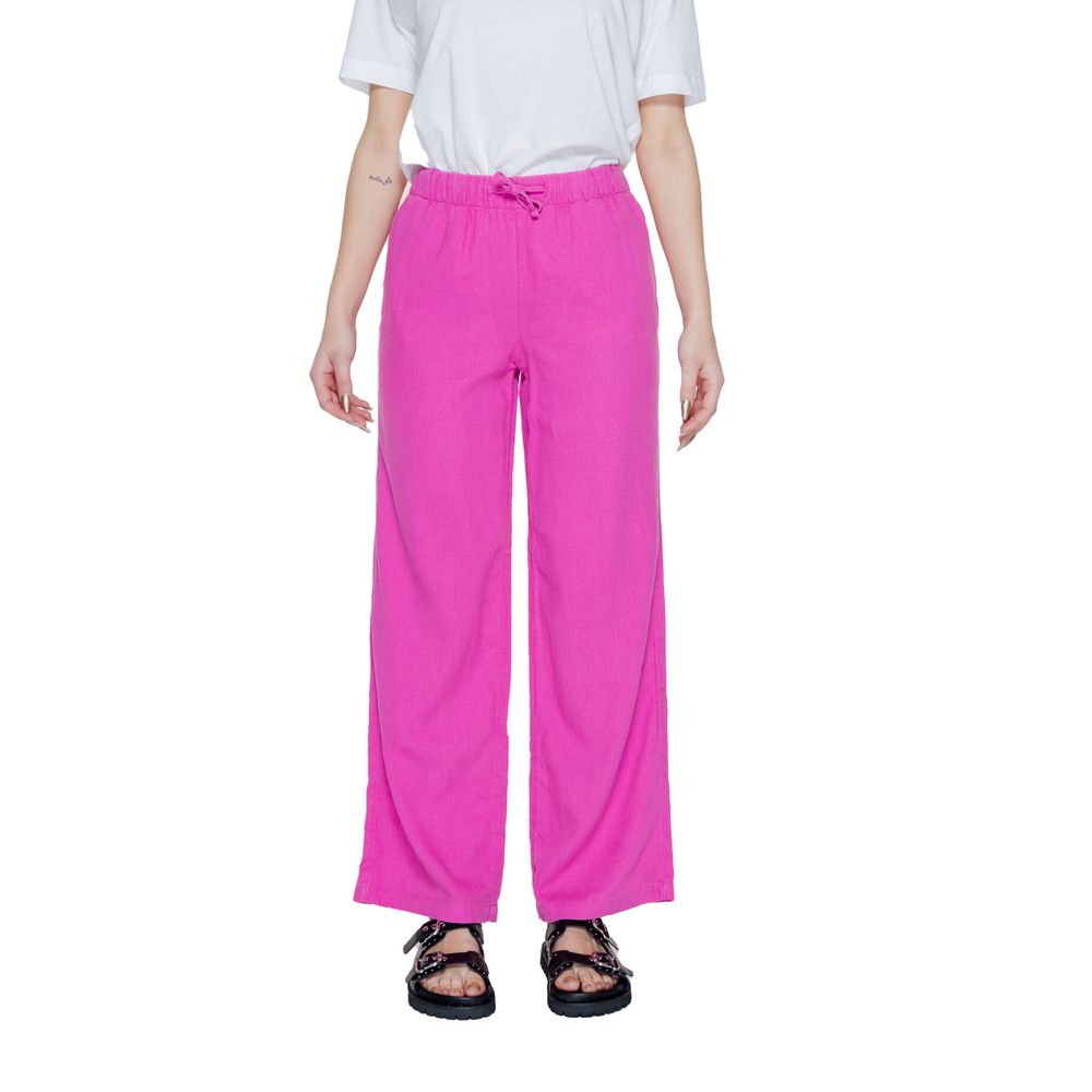 Solo pantaloni casual in lino rosa
