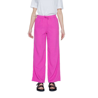 Solo pantaloni casual in lino rosa