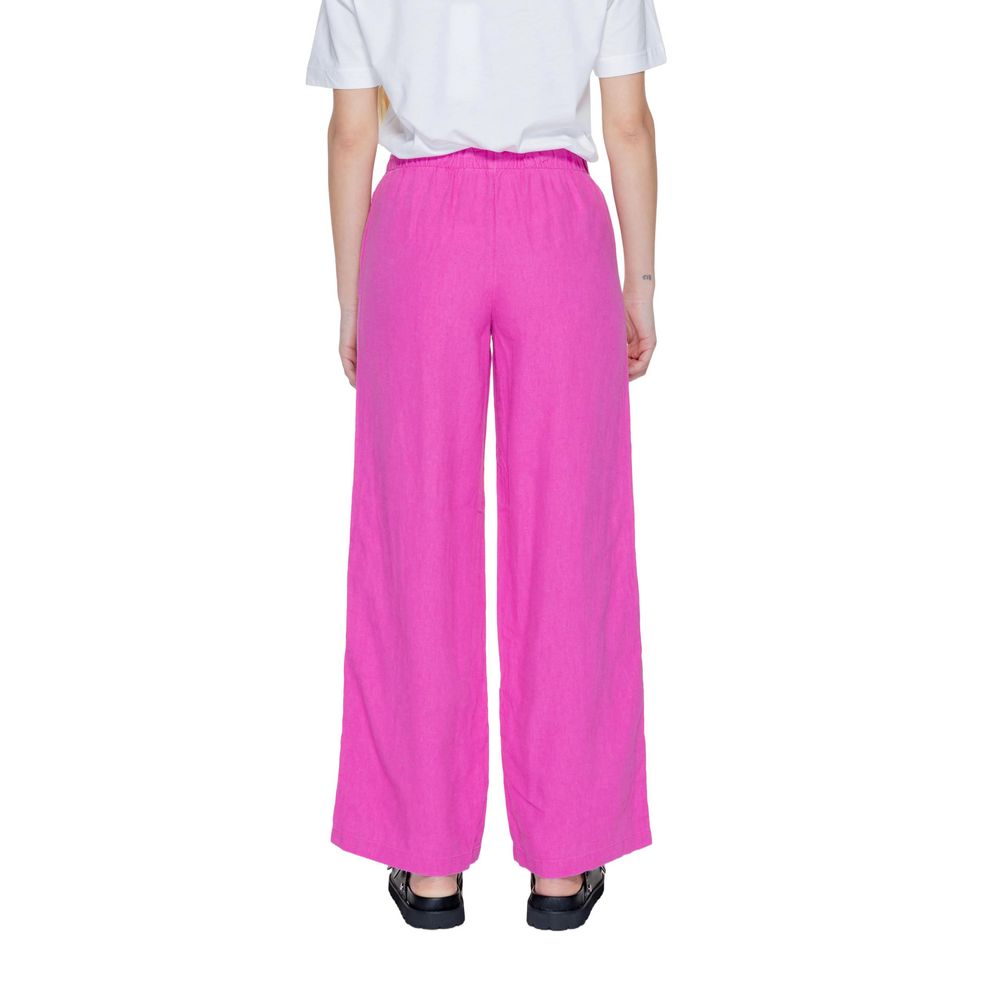Solo pantaloni casual in lino rosa
