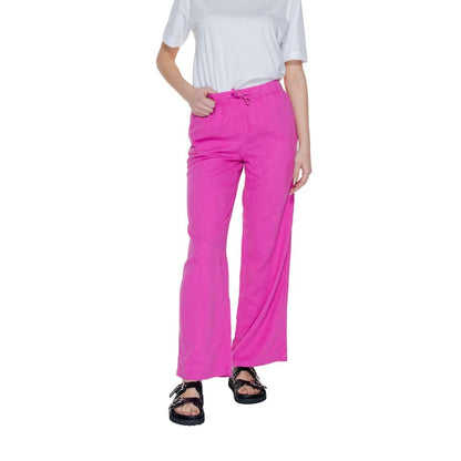 Solo pantaloni casual in lino rosa