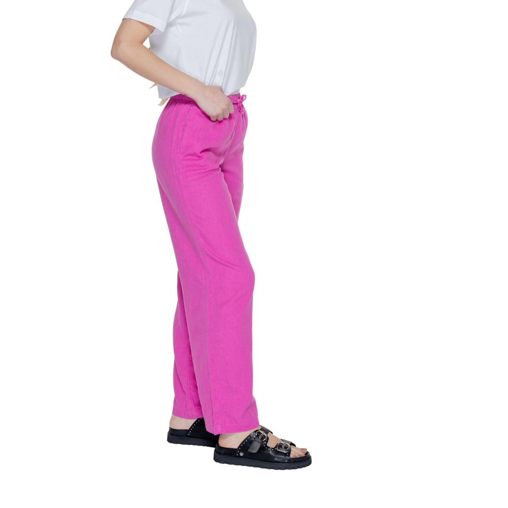 Solo pantaloni casual in lino rosa