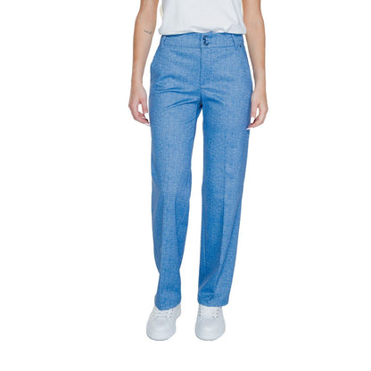 Pantaloni casual in poliestere blu Street One