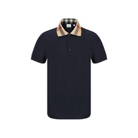 Polo in cotone blu Burberry