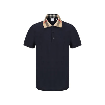 Polo in cotone blu Burberry