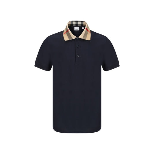 Polo in cotone blu Burberry