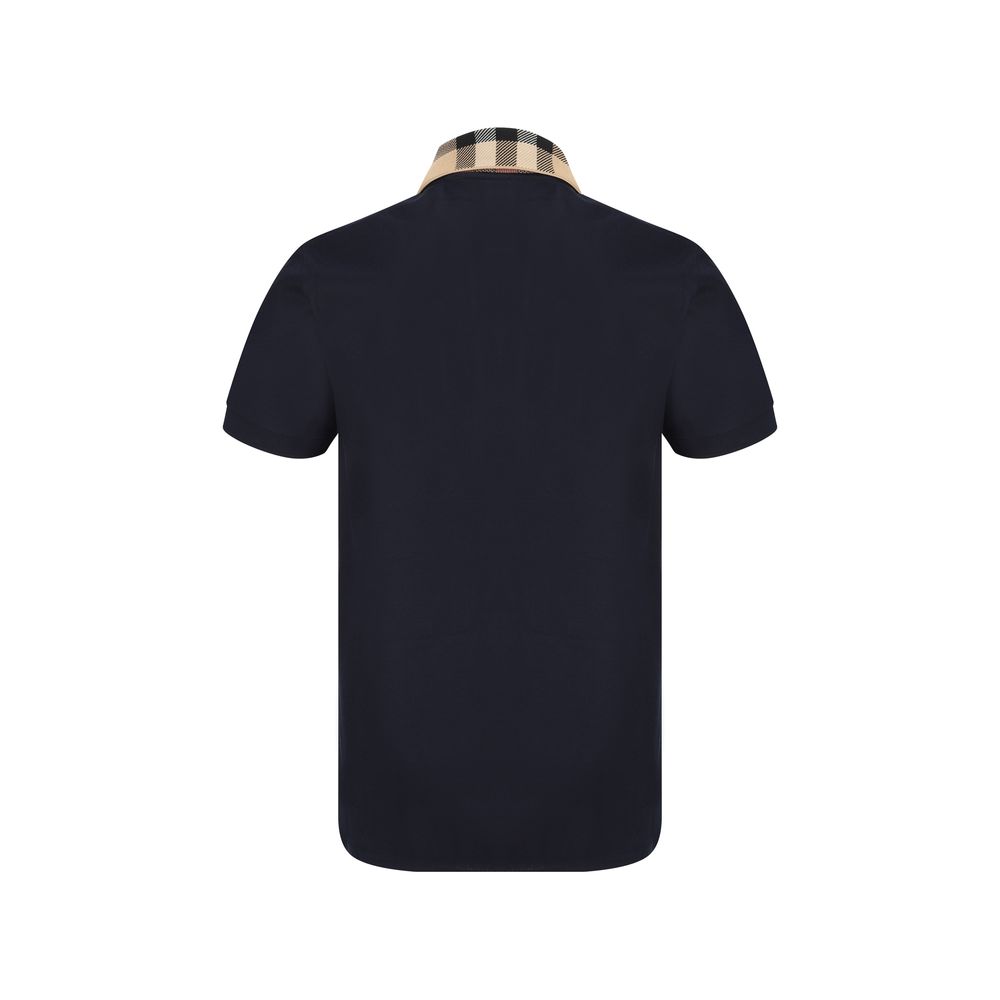 Polo in cotone blu Burberry
