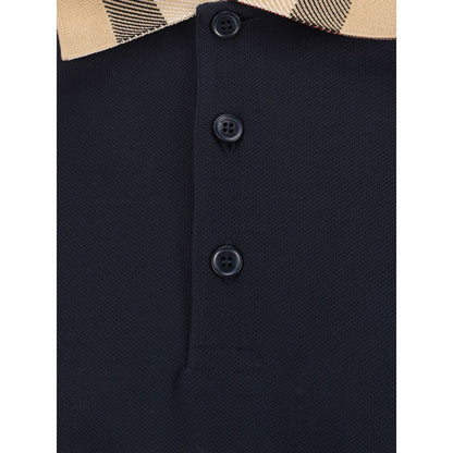 Polo in cotone blu Burberry