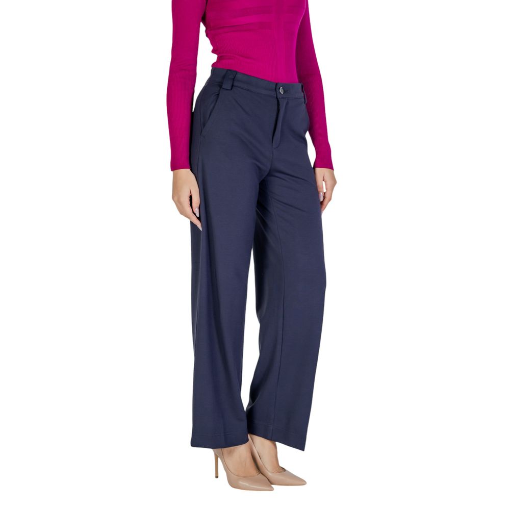 Pantaloni casual in viscosa blu Street One