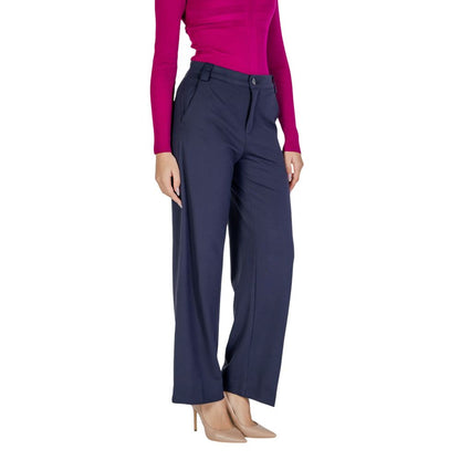 Pantaloni casual in viscosa blu Street One