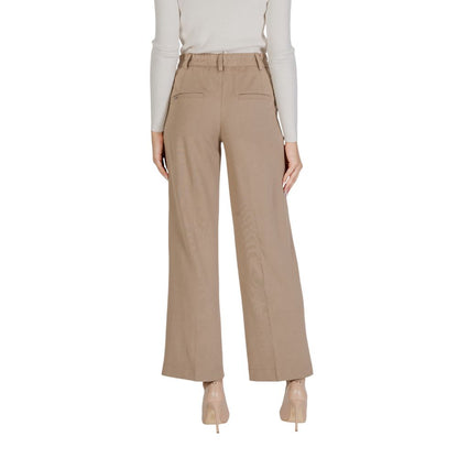 Pantaloni eleganti in viscosa beige Street One