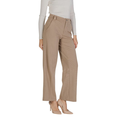 Pantaloni eleganti in viscosa beige Street One