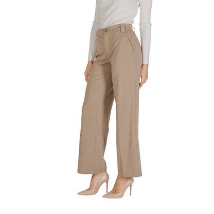 Pantaloni eleganti in viscosa beige Street One