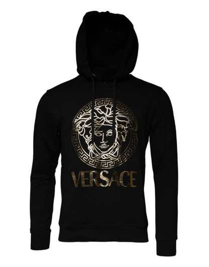 Felpa con cappuccio e pullover in cotone con Medusa nera Versace
