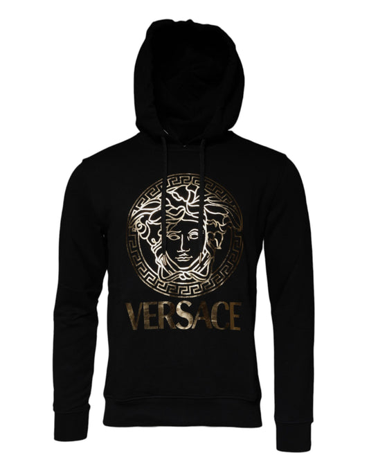 Felpa con cappuccio e pullover in cotone con Medusa nera Versace