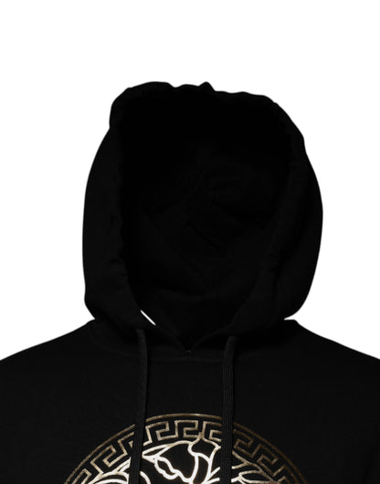 Felpa con cappuccio e pullover in cotone con Medusa nera Versace