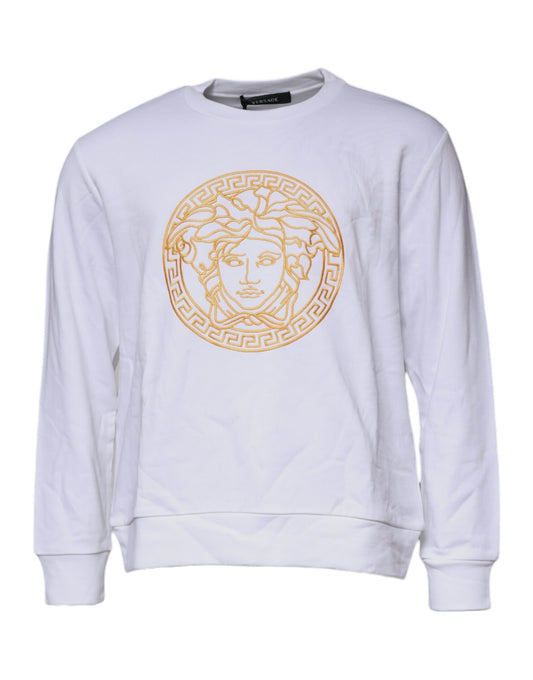 Maglione girocollo con ricamo Medusa bianco Versace