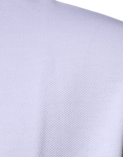 Polo da uomo a maniche corte con colletto in viscosa bianca Versace
