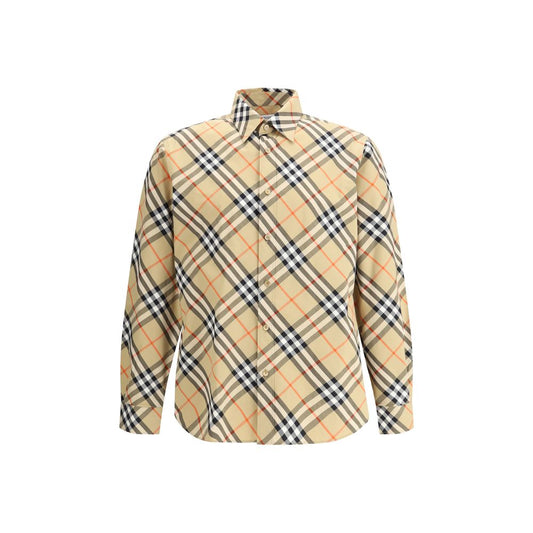 Camicia Burberry beige in cotone con motivo