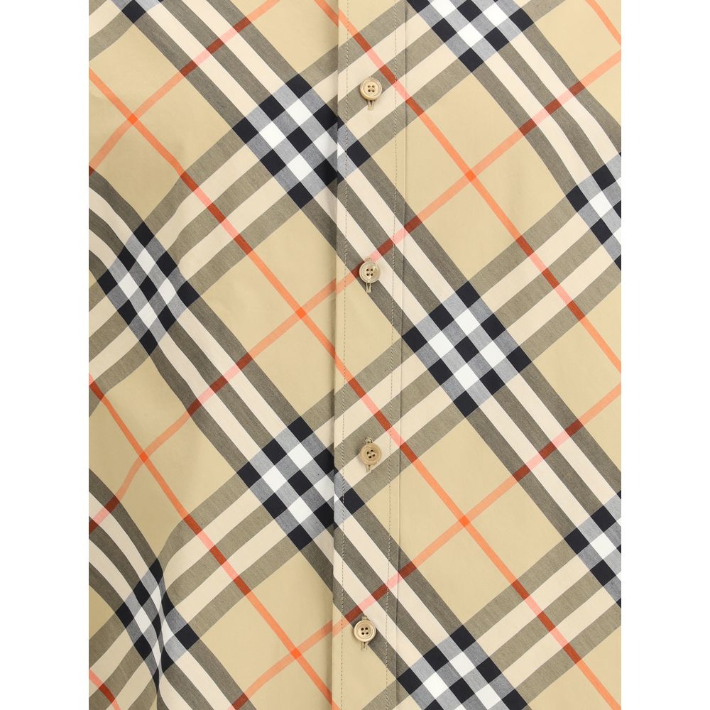 Camicia Burberry beige in cotone con motivo