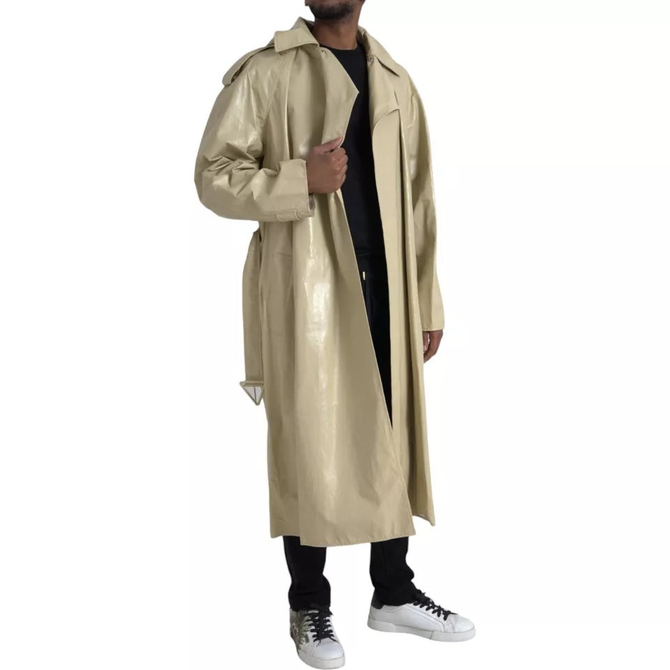 Giacca trench in pelle di agnello beige Bottega Veneta