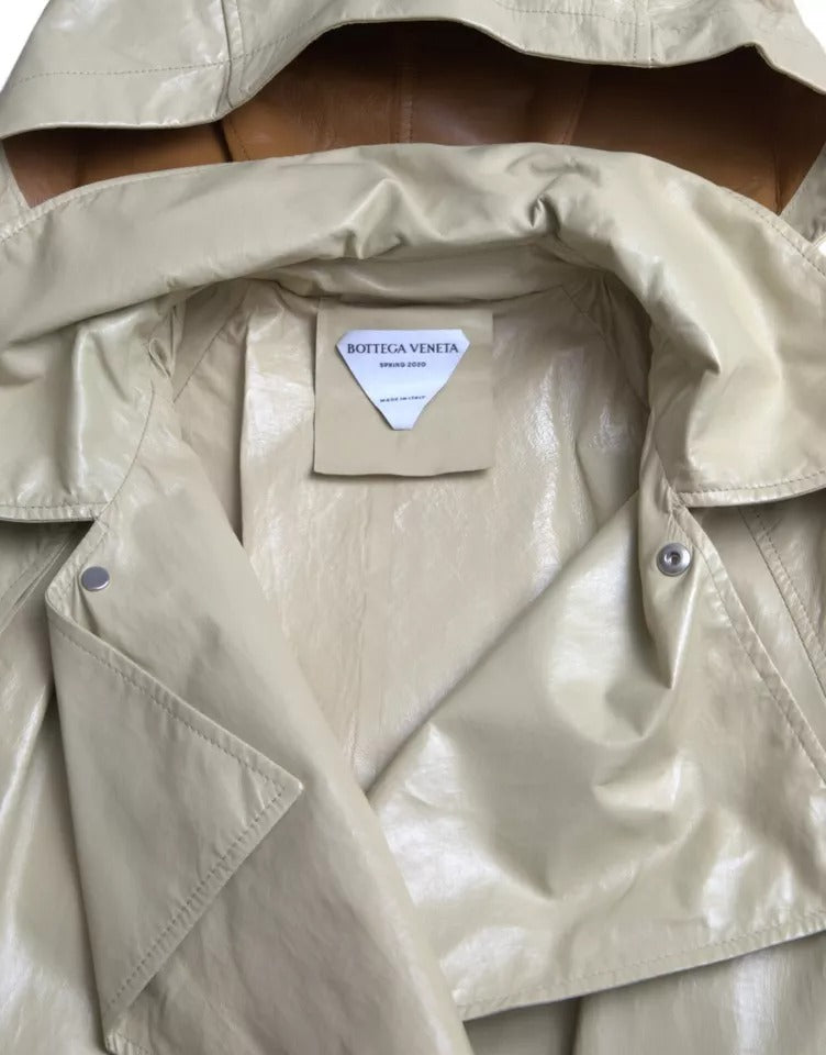 Giacca trench in pelle di agnello beige Bottega Veneta