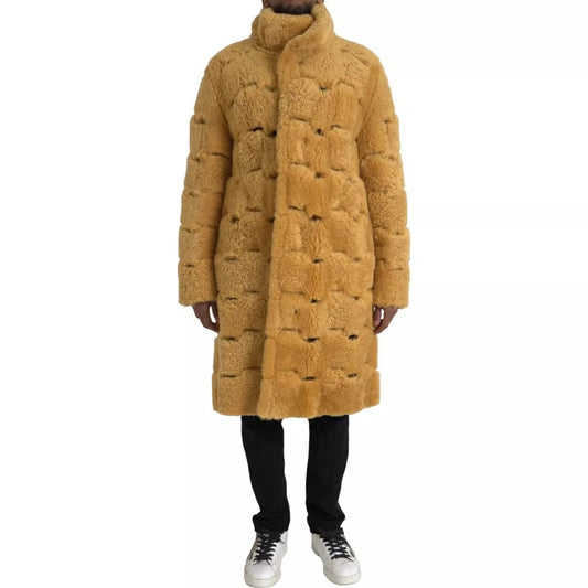Manteau long Teddy en laine jaune Bottega Veneta