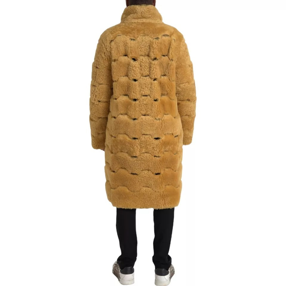 Giacca lunga in lana gialla Teddy di Bottega Veneta