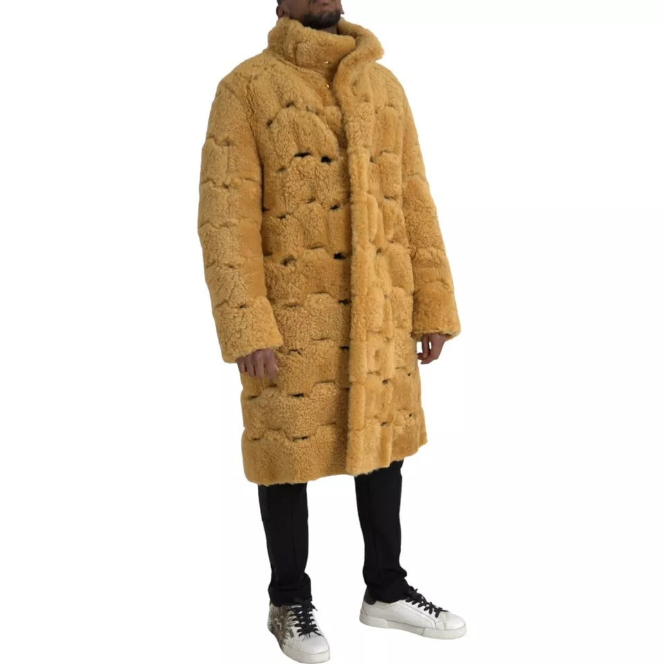 Giacca lunga in lana gialla Teddy di Bottega Veneta