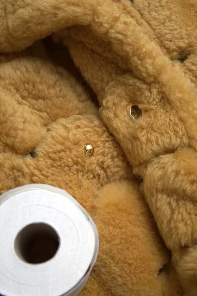 Giacca lunga in lana gialla Teddy di Bottega Veneta