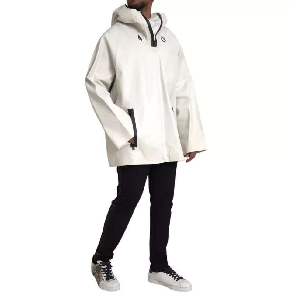 Giacca impermeabile in pelle bianca da uomo Bottega Veneta