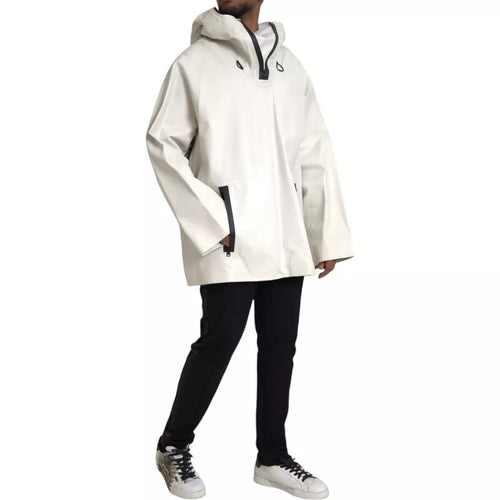 Chaqueta Impermeable Bottega Veneta de Cuero Blanco para Hombre Tipo Blusón