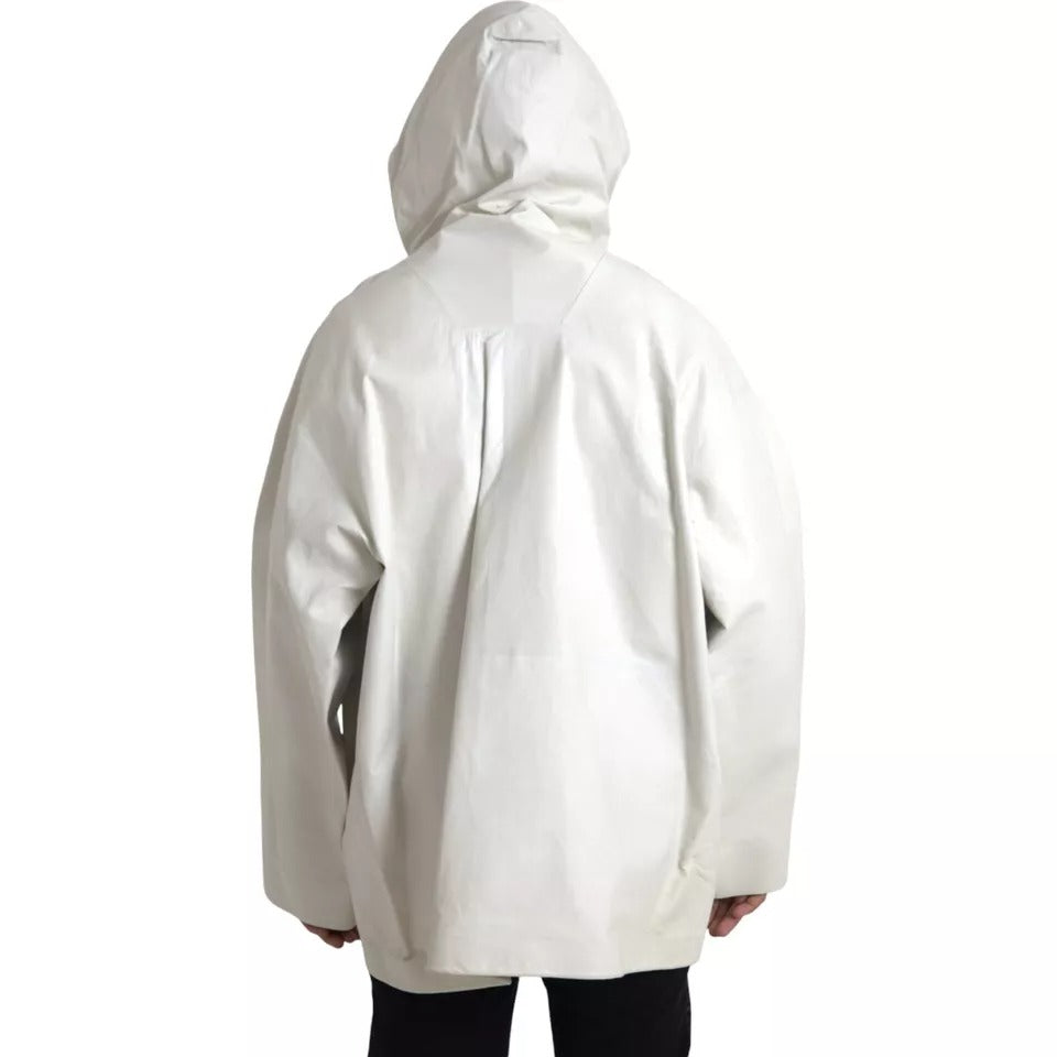 Giacca impermeabile in pelle bianca da uomo Bottega Veneta