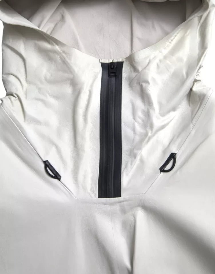 Giacca impermeabile in pelle bianca da uomo Bottega Veneta
