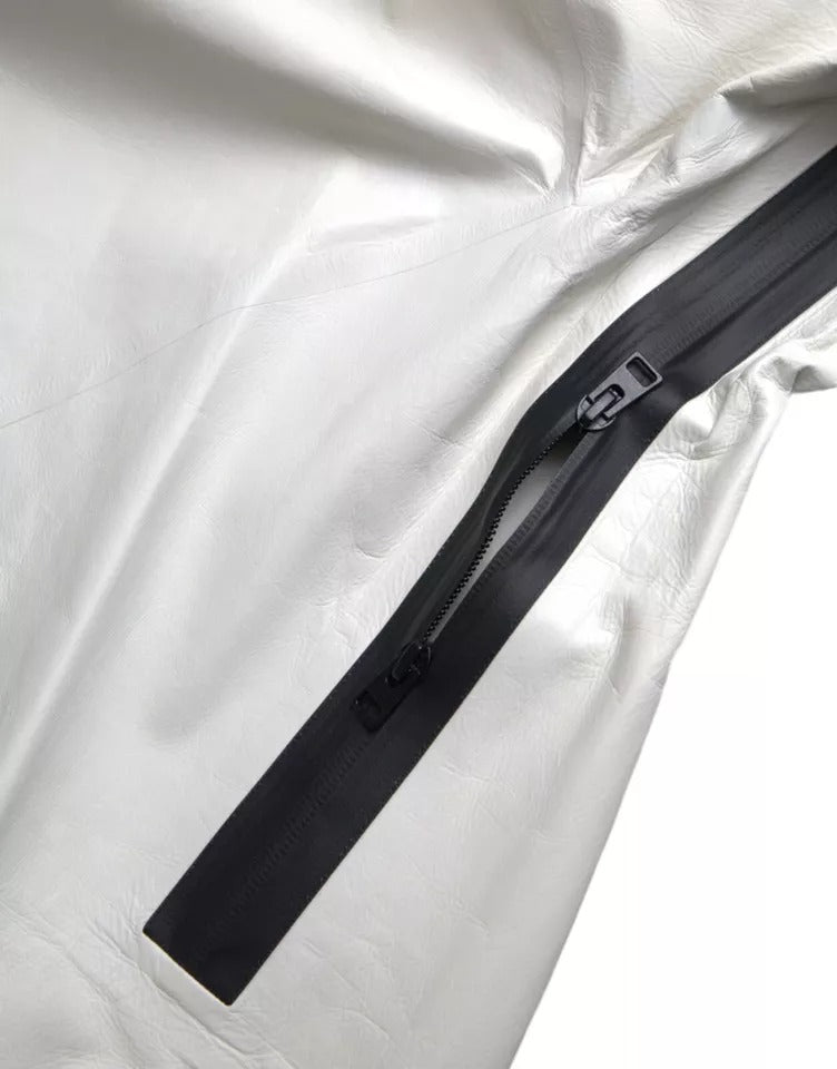 Giacca impermeabile in pelle bianca da uomo Bottega Veneta