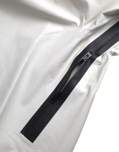 Giacca impermeabile in pelle bianca da uomo Bottega Veneta
