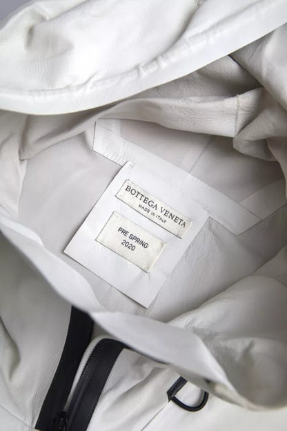 Giacca impermeabile in pelle bianca da uomo Bottega Veneta
